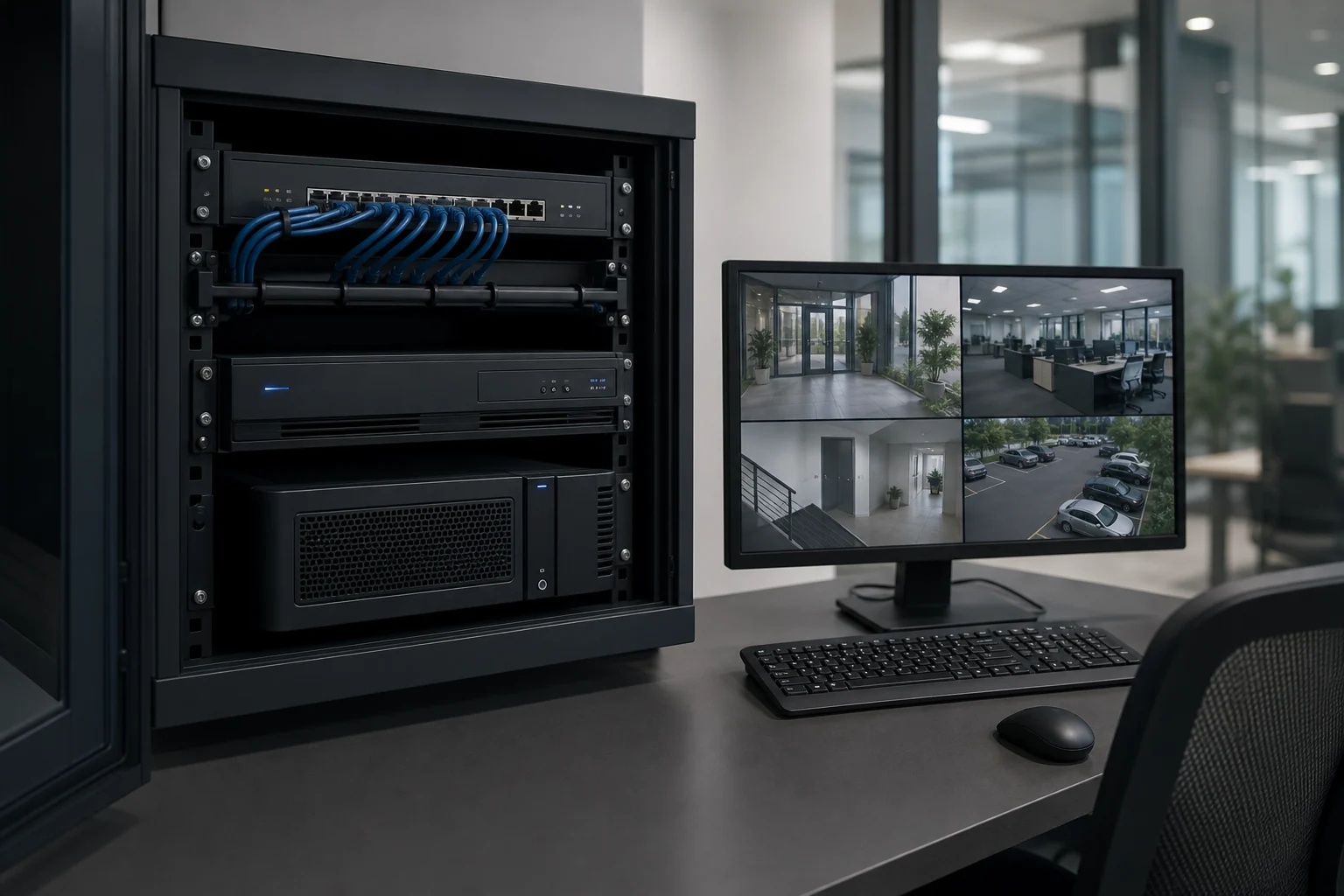 IP-відеонагляд з PoE-комутатором, реєстратором і монітором